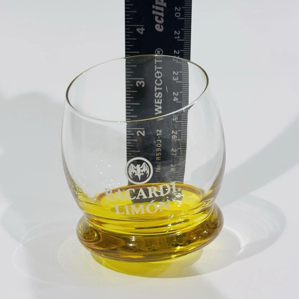 Bacardi Límon Wobble Shooter Glass Yellow & Clear Glass W Logo Roly Poly Barware